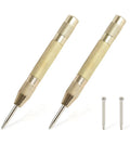 Automatic Center Punch Kit Two Piece Spring Loaded Center Marker Tool Heavy Duty Steel Adjustable With Extra Tips