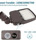 Two Pack 150W LED Parking Lot Light With Dust To Dawn Photocell Outdoor Dimmable Shoebox Lights With Slipfitter