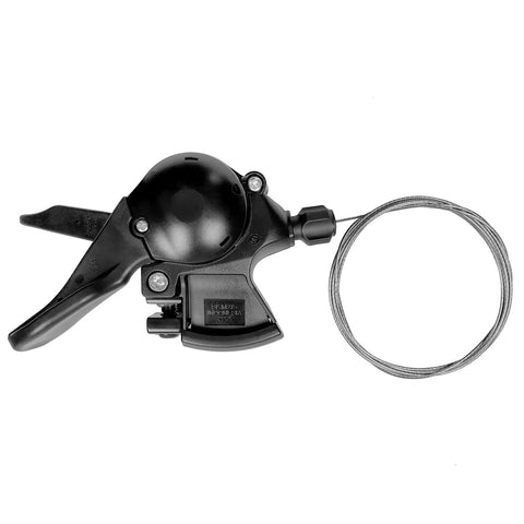 Black SL M315 7 Speed Right Thumb Gear Shifter for Mountain Road and Commuter Bikes with durable inner cable visible