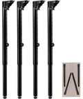 Heavy Duty Folding Adjustable Table Legs 4 Pack Steel Powder Coated RV Camper Support Frame, black steel legs with adjustable height.