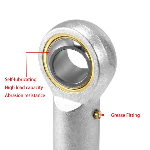 Beefy Rod End Bearing Set With 5/16 Inch Bore And 5/16-24 Right Hand Female Thread Pre Lubricated Heim Joint Two Pack For Heavy Duty Linkage And Suspension Applications, close-up with grease fitting