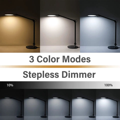 Premium Desk Lamp With Wireless Charger, Adjustable Swing Arm, Touch Control, 3 Lighting Modes, And 5 Brightness Levels, Eye Caring LED Office Lamp For Home And Workspace, Modern Architect Style