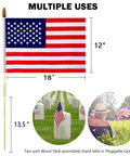 Pack Of 12 12X18 Inch Outdoor American Flags On Sticks With Vivid Color Kid Safe Spear Top Patriotic Yard Flags for events