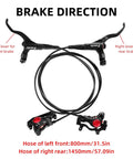 Full Hydraulic 2 Piston Mountain Bike Disc Brakes Set with brake levers, dual calipers, and hose lengths for aggressive mountain biking.