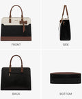Women Laptop Tote Bag Waterproof Leather Work Bag Spacious Computer Handbag With Durable Bottom Feet, front, side, back, bottom view