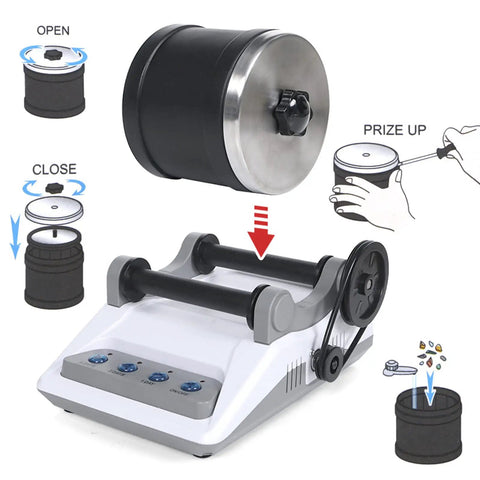 Turn Rough Rocks Into Shiny Gems At Home With This DIY Rock Tumbler Kit Featuring A Seven Day Timer Two Belts A Bag Of Rough Stones