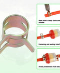 Gas Fuel Line Kit 3.28 Ft 3/16 Inch ID With 1/4 Inch Inline Shut Off Valve for dirt bikes, showing hose clamp and connections