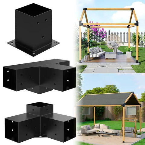 Heavy Duty Pergola Brackets For 4x4 Posts, DIY Gazebo Hardware Kit With 3 Way And 4 Way Corner Brackets, Rust Proof And Weather Resistant, Boost Stability For Backyard Patio Garden And Deck