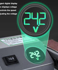 LCD screen showing voltage reading of 24.2 V for Heavy Duty Wet Bench Sander And Electric Knife Sharpener With Polishing Wheel And 10 Sanding Belts Featuring LCD Screens For No Sweat Wood Metal And Plastic Prep And Finishes.