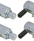 Set Of Four Heavy Duty Cam Lock Plunger Pins Featuring A Smooth Twist Handle And Rock Solid Spring Loaded Grip For Recovery Trucks And Farm Rigs 3/4 Inch Diameter with black handles and silver finish.