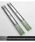 Heavy Duty No Slam Silent Close Drawer Slides 2 Pack Adjustable 12 To 20 Inch Rails 45mm Track Width Hydraulic Damping Three Section Buffer for Quiet Smooth Drawer Operation stainless steel rails