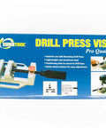 Solid Aluminum Drill Press Vise With Slick Quick Release Jaws For Tabletop Rig packaging image, highlighting features and details.