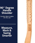 Ti64 Titanium Construction Grade Hammer With Tennessee Hickory Handle, etched ruler for measuring angles, Made In USA