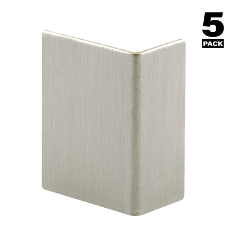 Killer Protection 5 Pack Brushed Stainless Steel Door Edge Guards Self Adhesive Satin Chrome Square Corner Protector, angled view.
