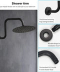 Matte Black Three-Handle Shower Faucet Set With Tub Spout, wall-mounted shower head arm, durable finish, flexible installation