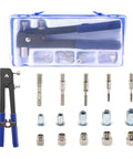 Heavy Duty Rivet Nut Tool Kit Includes Wrench Handle And Assorted Blind Nut Rivets For Car Repair Boat Building Furniture Assembly Plus Trailer Fixing Projects With Easy To Use Threaded Insert Fasteners That Make Your Work Way More Efficient. Case with hand tool and assorted threaded inserts