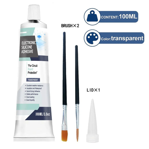 Transparent 100ml Conformal Coating For Electronics With Silicone Adhesive Sealant Insulating Waterproof Sealant With Fast Dry In 15 Minutes Ideal For Circuit Boards LED Lamps Appliances Control Boards And Other Electronic Assemblies