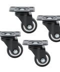 Rcniso Universal 1.5 Inch Silent Furniture Caster, 360° Rotation for Cabinet Legs, Shelf Legs, Stainless Steel, 4 Pieces, black wheels.