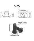 40 Series Aluminum T Slot Nuts And M6x16 Screws Kit For European 4040 Profile, showing screw and nut dimensions and pitch details