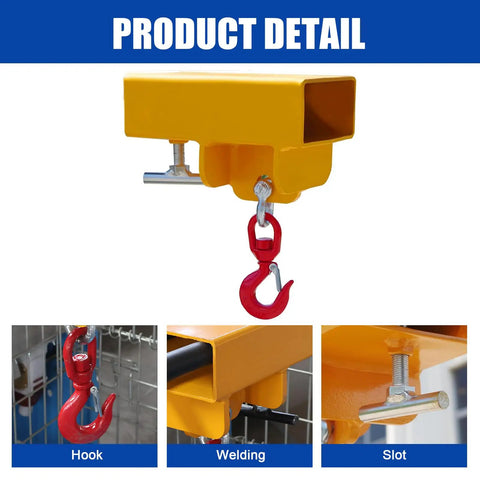 Heavy Duty Forklift Lifting Hook With 2 Inch Receiver Hitch And Lifting And Towing Attachment, 2.2 Ton Max Capacity