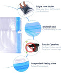Single hole outlet and bilateral seal features of 12 Pack Space Saver Vacuum Compression Bags For Travel No Pump Required