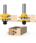 Premium 2-Piece Rail And Stile Router Bit Set For Crafting Solid Wood Doors With Pro Coping Cutters shown with joint profile.