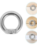 Close-up of a single 304 stainless steel lifting eye nut used in marine hoisting and industrial rigging.