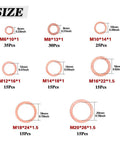 Copper Metric Sealing Washer Set, 165 Pcs, 8 Sizes Flat Washers Kit for Electrical Connections including M6 to M20