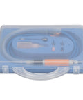 Lightweight Pneumatic Grinding Pen Straight Handle in a clear storage case with tools and accessories for engraving and cutting.