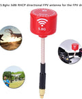 High Gain 5.8GHz RHCP Antenna Tube for FPV Racing Drones MMCX Straight, shown with visuals of drone use