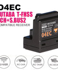 2.4GHz RC Receiver 4CH SBUS2 Compatible with T-FHSS Transmitters, compact L-shaped design for RC cars, trucks, and boats