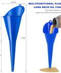 Two Pack Oil Funnel For Auto Care, Spill Saver Long Neck Plastic Engine Filler For Oils Lubricants Water And Other Liquids, Multi Purpose Car Maintenance Tool, Blue