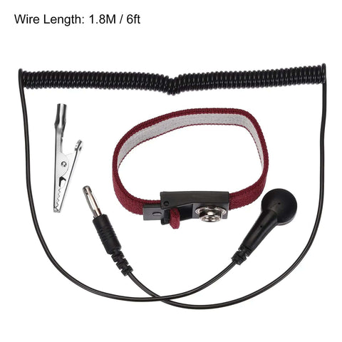 ESD Anti Static Wrist Strap 7.875 Inch Circumference Adjustable Anti Static Bracelet With Wire And Alligator Clip For Computer