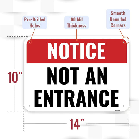 Heavy Duty 14X10 Inch Aluminum Not An Entrance Sign No Entry Straight Up Please Use Other Door 60 Mil Thick Industrial Grade Weatherproof sign with pre-drilled holes.