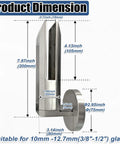 Product dimensions of Easy Install Side Mount Glass Clamps No Sweat Setup Heavy Duty 304 Stainless Steel Spigots for 10 to 12 7Mm glass.