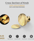 Cross section of Five Pack Slick Polished Brass Cabinet Knobs 1.23 Inch Round Gold Drawer Pulls For Kitchen
