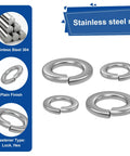 Front view of 100-pack M6 stainless steel spring lock washers, plain finish, A2(304)