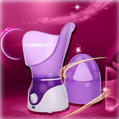 All In One Facial Steamer And Spa Diffuser For At Home Skincare Dope Pore Opening And Blackhead Extraction Acne Relief Aromatherapy Mist With Timer Auto Off Purple Finish, purple steamer with separate nose cap