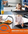 Beefy Pull-Out Hose Replacement For Kitchen Faucets With Brass Connectors, 59 Inch Plus 10.5 Inch Extension shown in use