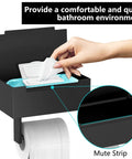 Matte Black Stainless Steel Toilet Paper Holder With Shelf And Wipes Dispenser For Bathroom Wall Mount Large Capacity Storage