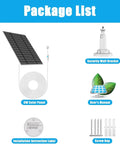 Package contents showing 6W Solar Panel Charger For Google Nest Camera Outdoor And Indoor Battery Version With accessories