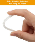 Multi Section Terminal Block Label Strips 10 Pack For DIN Rail Blocks Like UK2.5B UK5N UDK4 UKK5 Marker Bars For 5-10 AWG Conductors Easy Fit And Separate Labels 2.4 Inch Long Clear Readability, white plastic strip held in hand