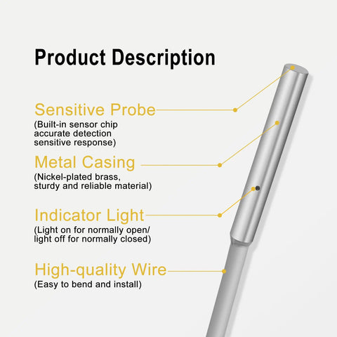 Diagram of Inductive Proximity Sensor Switch M4 Shield Type with labeled components for metal detection.