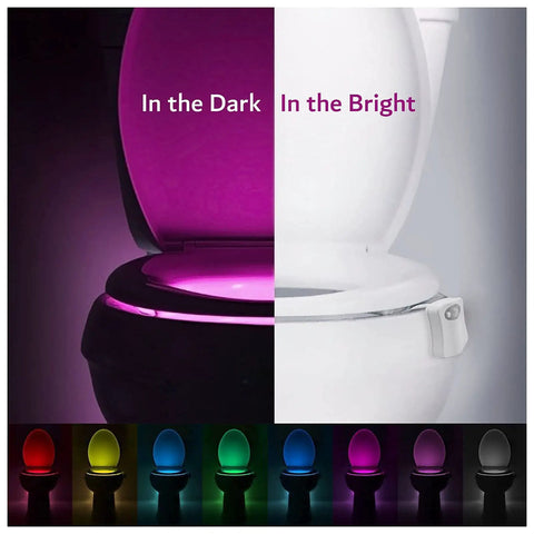 Two Pack Motion Activated LED Toilet Light With Eight Color Options, Auto On Auto Off Night Light For Bathroom, Bowl Glow, Colorful Decor And Safe Glow For Kids, 6 Foot Sensor Range, Easy To Install