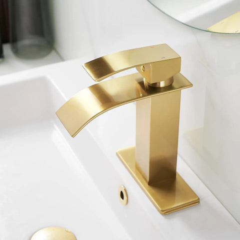 Oil Rubbed Bronze Waterfall Bathroom Faucet For One Hole Sink With Single Handle Modern Vanity Lavatory Tap Includes Pop Up Drain Overflow And Durable SUS 304 Stainless Steel Construction Easy Install Sleek Contemporary Look
