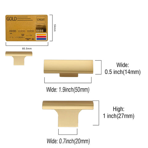 Ten Pack Brushed Gold Cabinet Knobs 2 Inch 50mm Single Hole Pulls For Kitchen Cabinets And Drawer Fronts ZH0026 with size comparison