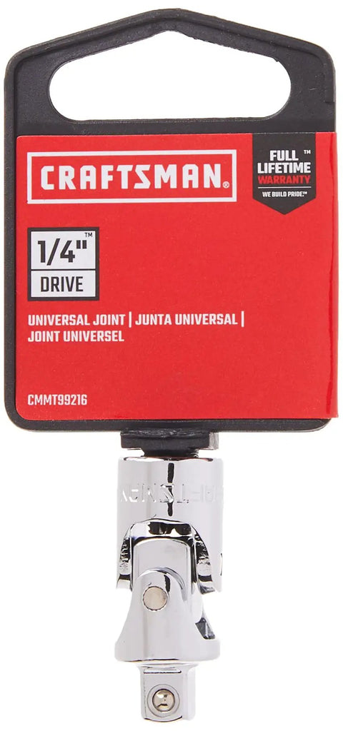 Universal Joint Socket For One Quarter Inch Drive, Chrome Plated, Corrosion Resistant, easy access in tight spots, package view