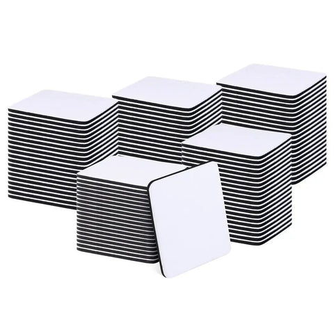Stacks of 100 Pack Sublimation Coasters, 4x4 Inch Blank Square Coasters For DIY Crafts, Heat Transfer Printing, Bulk Cup Mats