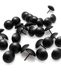 Badass Black Nailhead Trims And One Inch Furniture Upholstery Tacks For Diy Home Renovations Heavy Duty Steel Nail Pins With Sleek Matte Surface To Give Your Couch Or Cabinet A Dope Fresh Look Today, showing a cluster of matte black tacks.