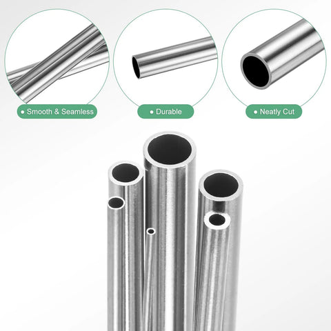 M METERXITY 304 stainless steel tubes, 6-piece set, 300mm length, varying OD, seamless.